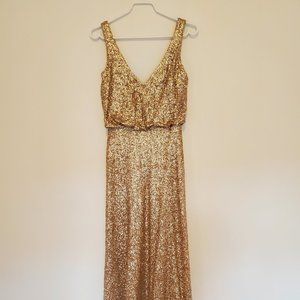 Sorella Vita gold sequined bridesmaid dress